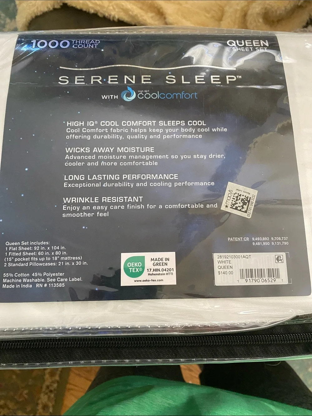 Serene Sleep Queen Sheet Set in White with CoolComfort